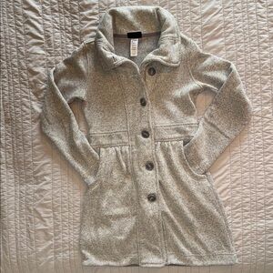 Patagonia Heather Gray Long Button-Up Fleece Jacket